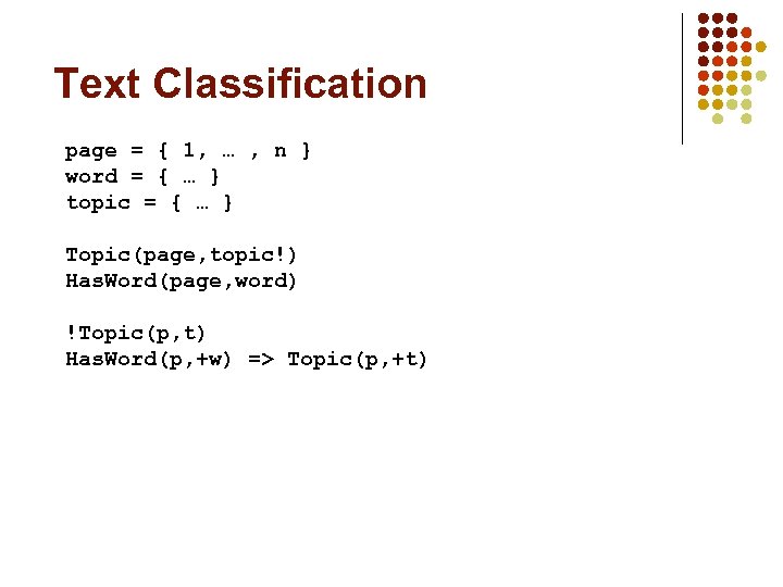 Text Classification page = { 1, … , n } word = { …