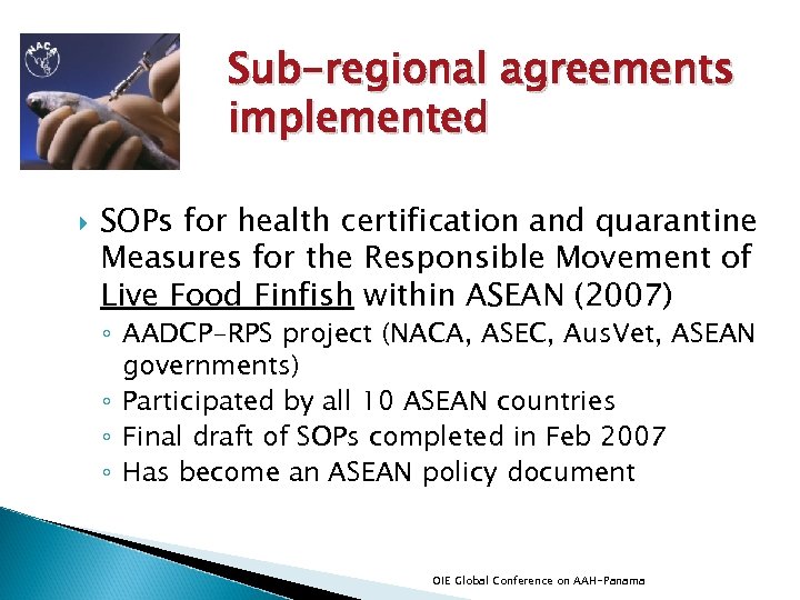 Sub-regional agreements implemented SOPs for health certification and quarantine Measures for the Responsible Movement