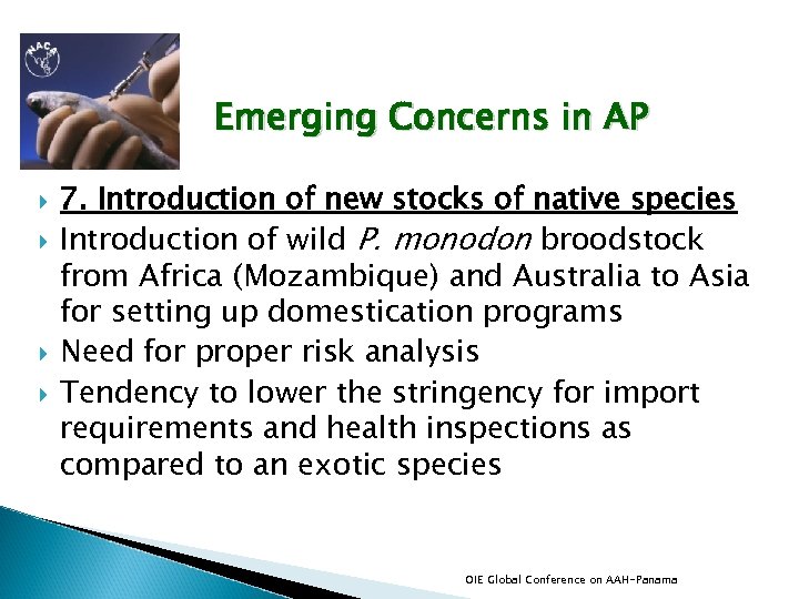 Emerging Concerns in AP 7. Introduction of new stocks of native species Introduction of