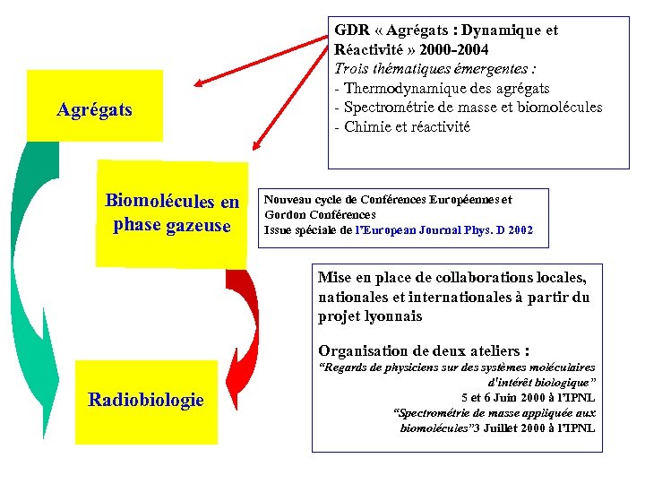 Agrégats Biomolécules en phase gazeuse GDR « Agrégats : Dynamique et Réactivité » 2000