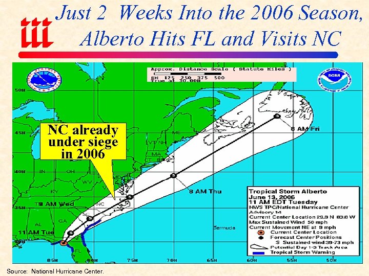 Just 2 Weeks Into the 2006 Season, Alberto Hits FL and Visits NC NC