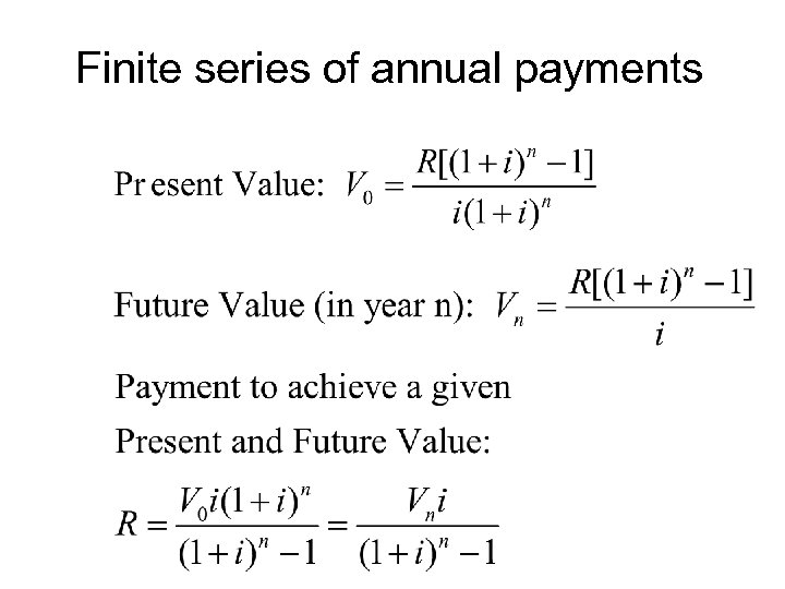 Finite series of annual payments 