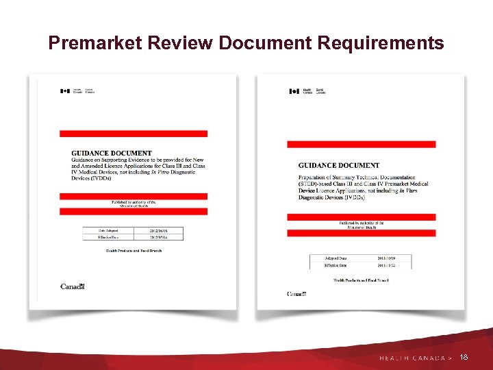 Premarket Review Document Requirements 18 