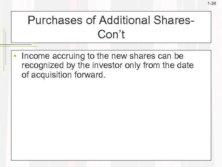1 -36 Purchases of Additional Shares. Con’t • Income accruing to the new shares