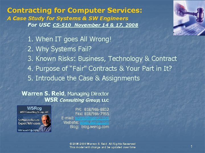 Contracting for Computer Services: A Case Study for Systems & SW Engineers For USC