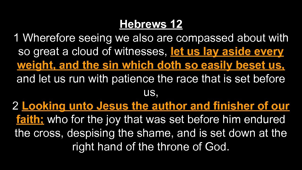 Hebrews 12 1 Wherefore seeing we also are compassed about with so great a