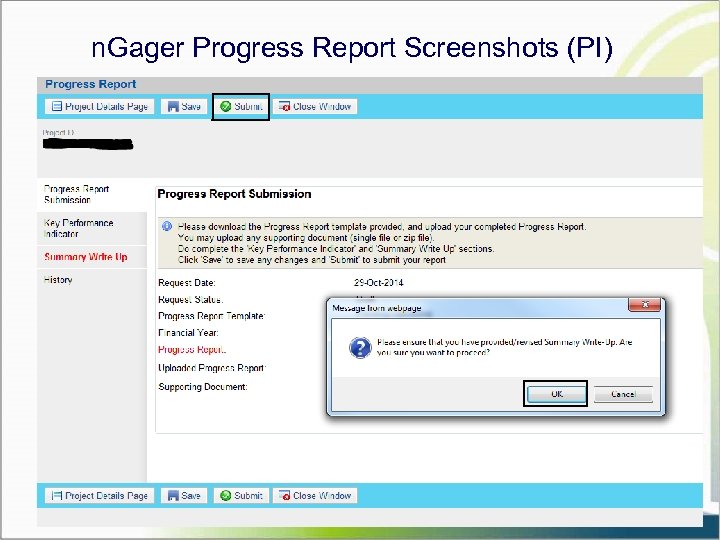 n. Gager Progress Report Screenshots (PI) 