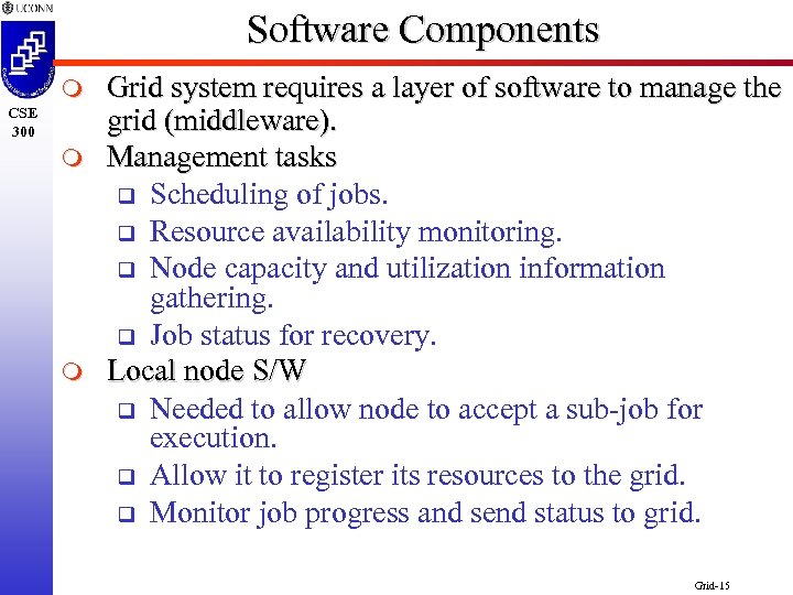 Software Components m CSE 300 m m Grid system requires a layer of software