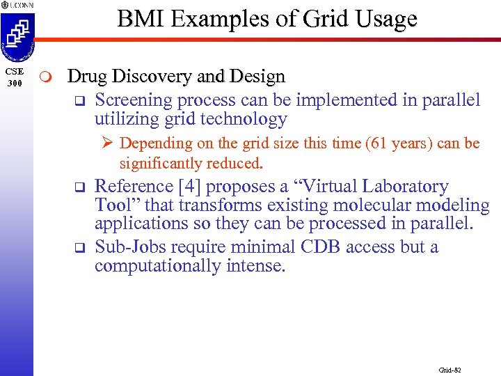 BMI Examples of Grid Usage CSE 300 m Drug Discovery and Design q Screening