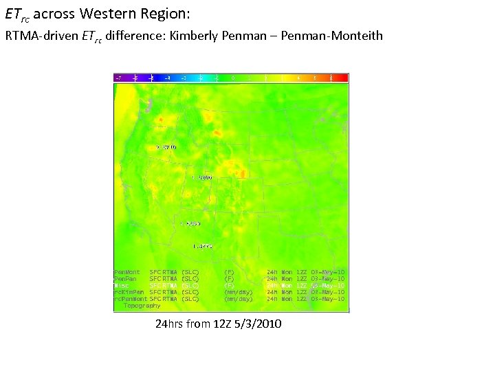 ETrc across Western Region: RTMA-driven ETrc difference: Kimberly Penman – Penman-Monteith 24 hrs from