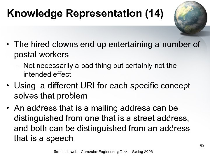 Knowledge Representation (14) • The hired clowns end up entertaining a number of postal