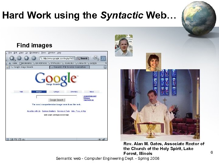 Hard Work using the Syntactic Web… Find images Rev. Alan M. Gates, Associate Rector