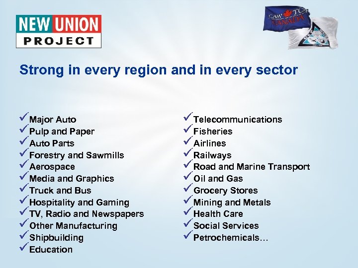 Strong in every region and in every sector üMajor Auto üPulp and Paper üAuto