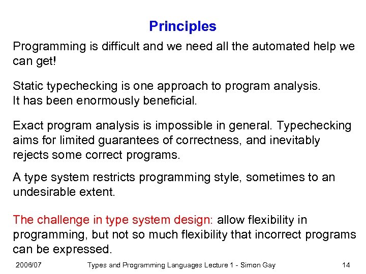 Principles Programming is difficult and we need all the automated help we can get!