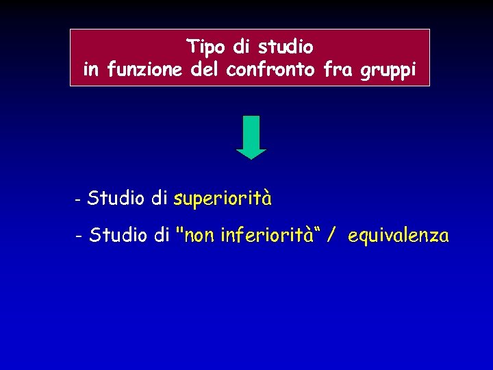 Tipo di studio in funzione del confronto fra gruppi - Studio di superiorità -
