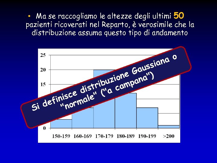  • Ma se raccogliamo le altezze degli ultimi 50 pazienti ricoverati nel Reparto,