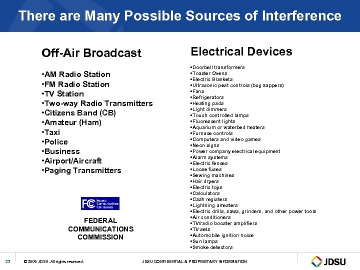 There are Many Possible Sources of Interference Electrical Devices Off-Air Broadcast • AM Radio