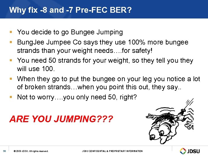 Why fix -8 and -7 Pre-FEC BER? § You decide to go Bungee Jumping