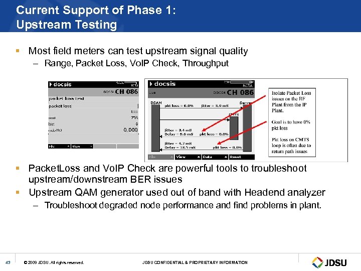 Current Support of Phase 1: Upstream Testing § Most field meters can test upstream