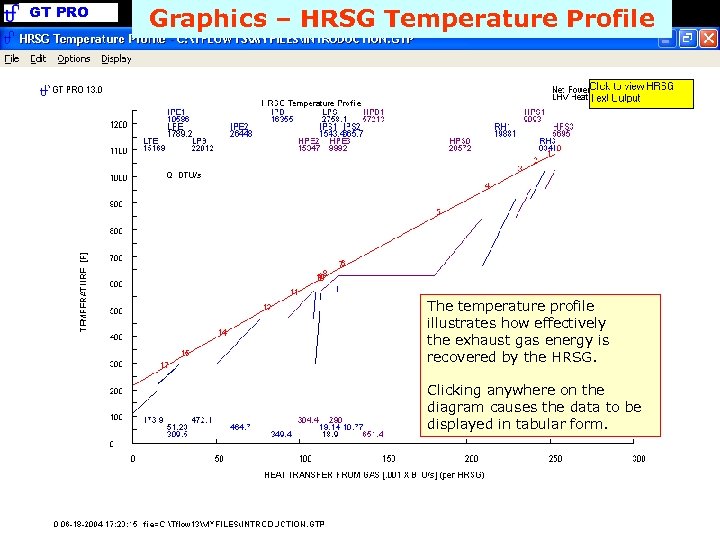 GT PRO Graphics – HRSG Temperature Profile The temperature profile illustrates how effectively the