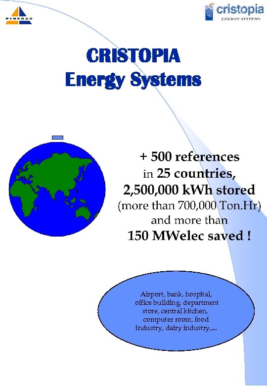 CRISTOPIA Energy Systems Airport, bank, hospital, office building, department store, central kitchen, computer room,