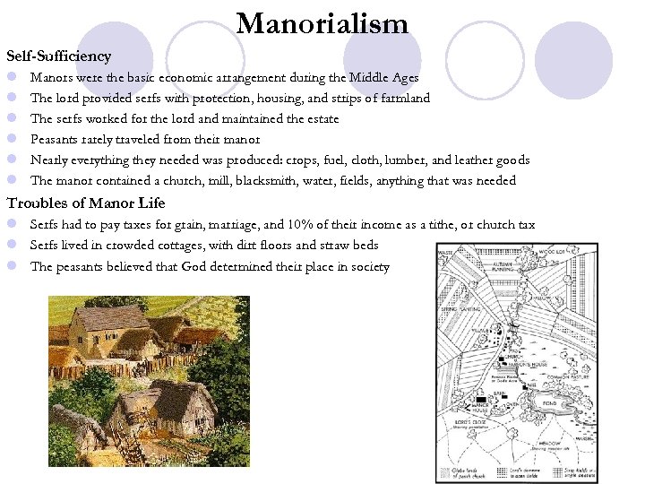 Manorialism Self-Sufficiency l l l Manors were the basic economic arrangement during the Middle