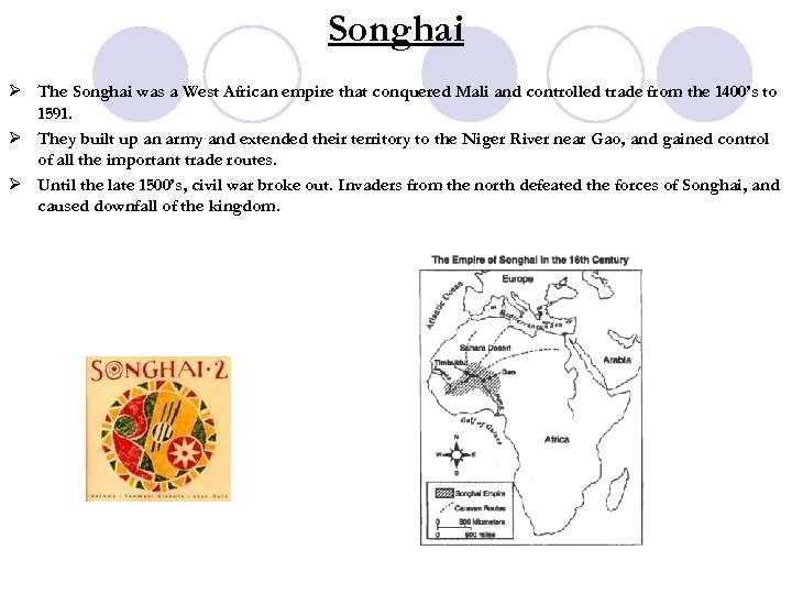 Songhai Ø The Songhai was a West African empire that conquered Mali and controlled