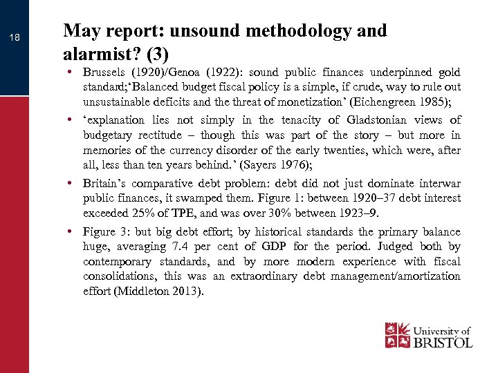 18 May report: unsound methodology and alarmist? (3) • Brussels (1920)/Genoa (1922): sound public