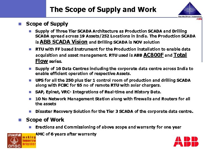 The Scope of Supply and Work n Scope of Supply n Supply of Three