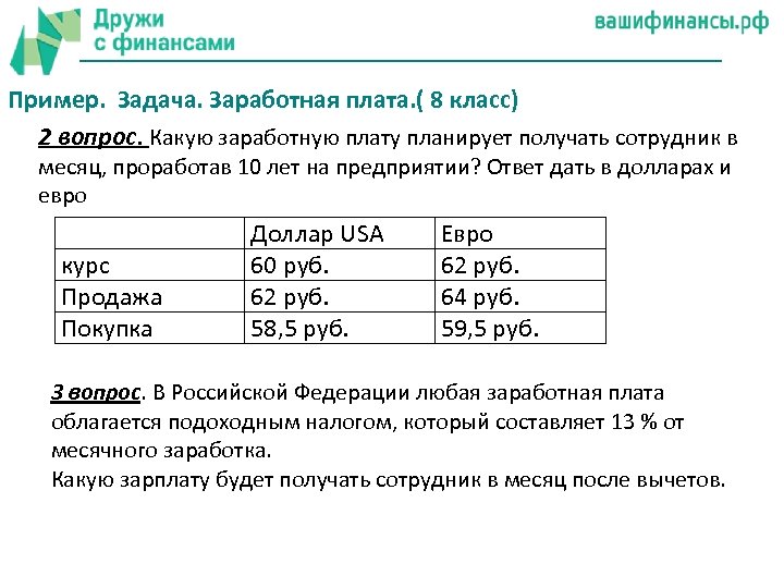 Задачи заработной платы