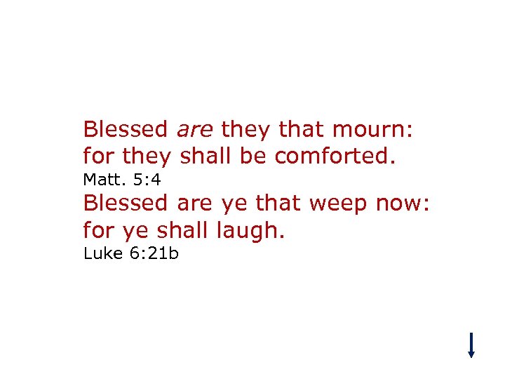 Blessed are they that mourn: for they shall be comforted. Matt. 5: 4 Blessed