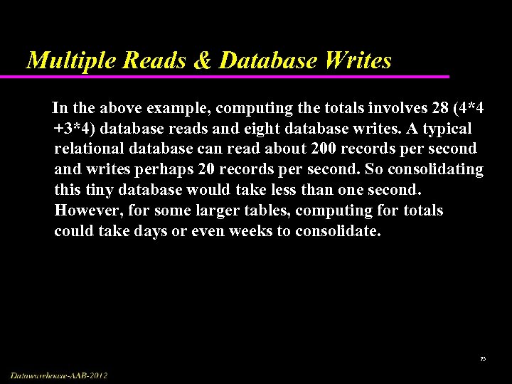 Multiple Reads & Database Writes In the above example, computing the totals involves 28