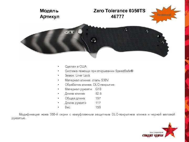 Модель Артикул • • • Zero Tolerance 0350 TS 46777 Новинка! Сделан в США