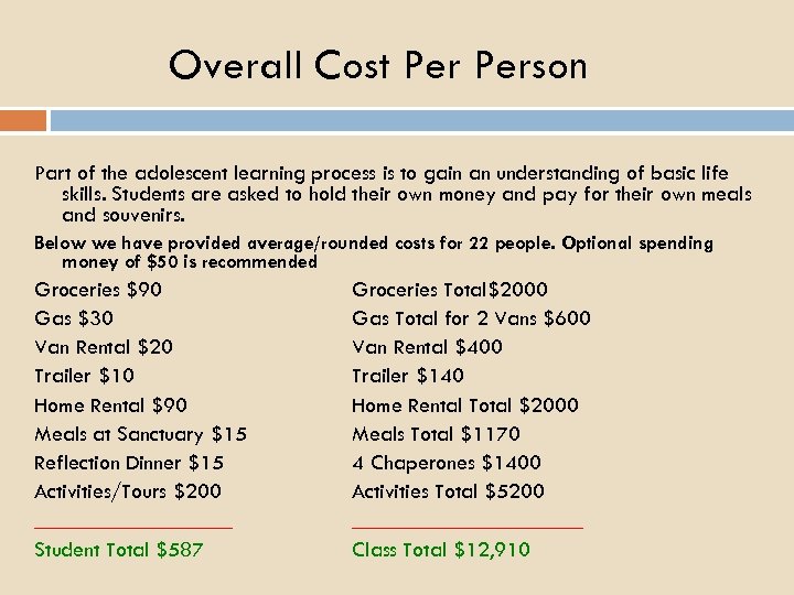 Overall Cost Person Part of the adolescent learning process is to gain an understanding