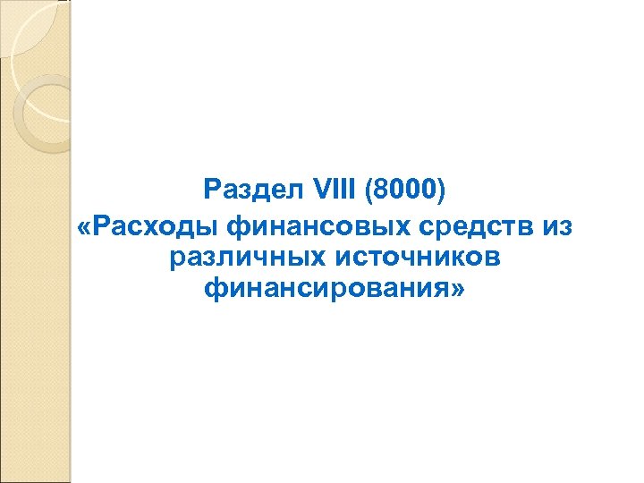 Раздел VIII (8000) «Расходы финансовых средств из различных источников финансирования» 