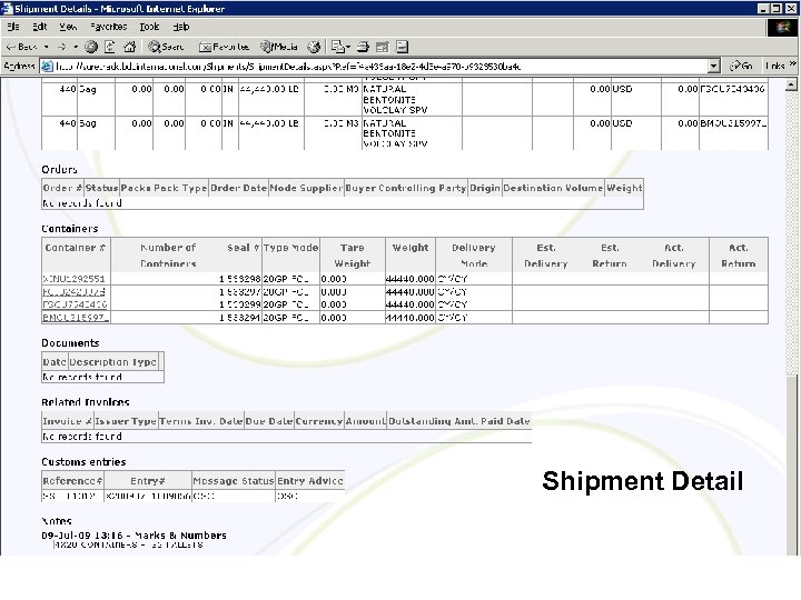 Shipment Detail b Shipment Detail 
