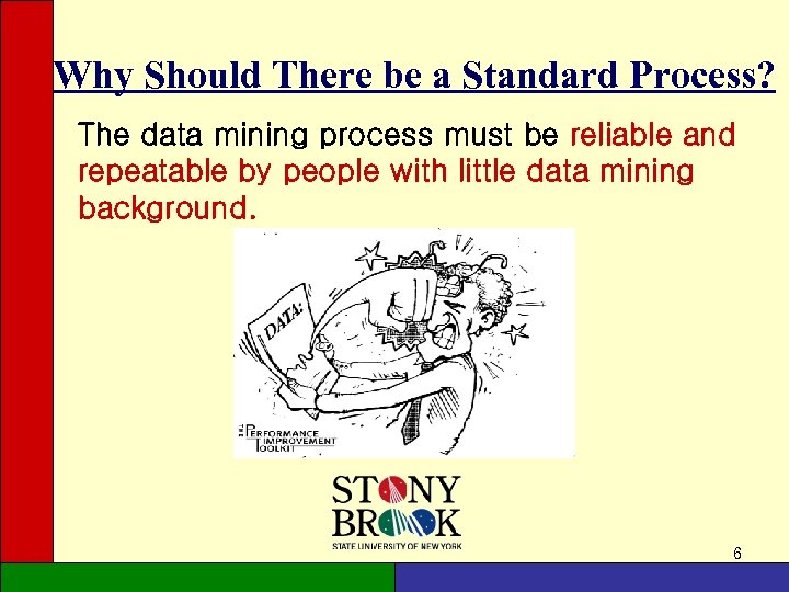 Why Should There be a Standard Process? The data mining process must be reliable