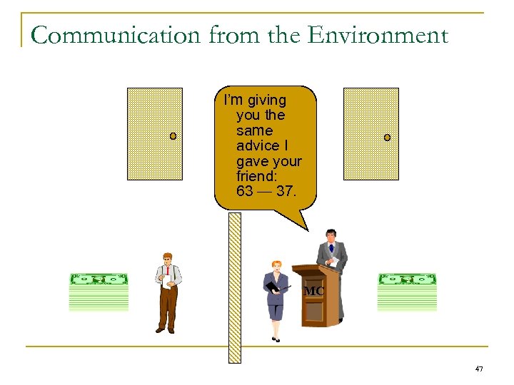 Communication from the Environment I’m giving you the same advice I gave your friend: