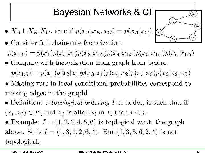 Bayesian Networks & CI Lec 1: March 28 th, 2006 EE 512 - Graphical