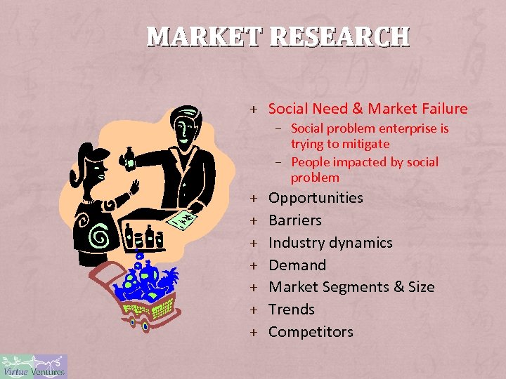 MARKET RESEARCH + Social Need & Market Failure – Social problem enterprise is trying