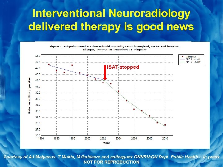 Slide 4 Interventional Neuroradiology delivered therapy is good news ISAT stopped Courtesy of AJ