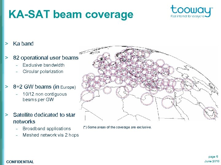 KA-SAT beam coverage > Ka band > 82 operational user beams - Exclusive bandwidth