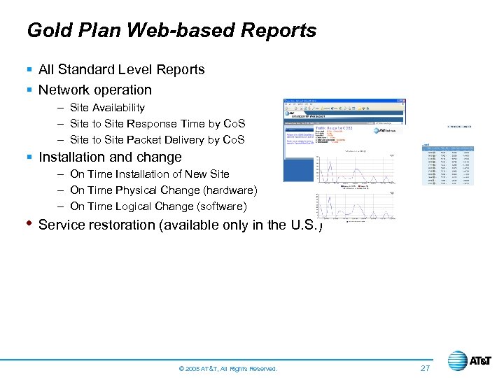 Gold Plan Web-based Reports § All Standard Level Reports § Network operation – Site