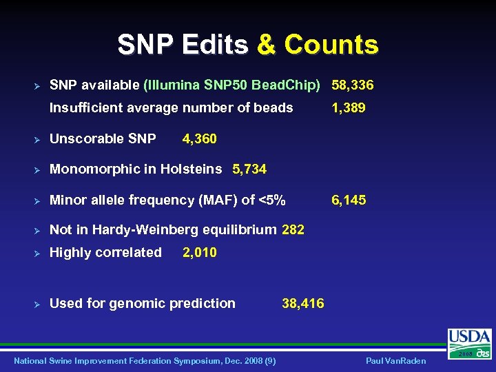 SNP Edits & Counts Ø SNP available (Illumina SNP 50 Bead. Chip) 58, 336