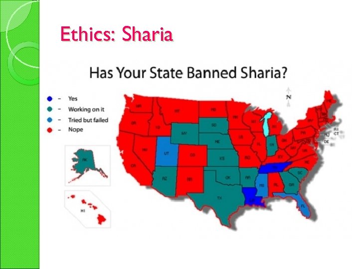 Ethics: Sharia “Path” (aka Islamic Law) Influences legal law “Marriage and divorce are the