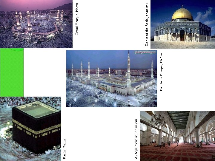 Al-Aqsa Mosque, Jerusalem Kaaba, Mecca Prophet’s Mosque, Medina Dome of the Rock, Jerusalem Grand