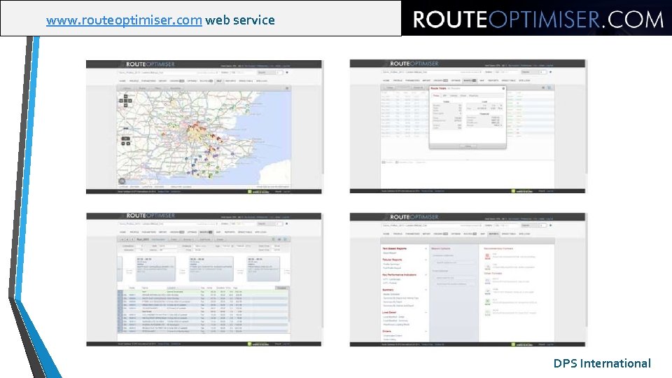 www. routeoptimiser. com web service DPS International 