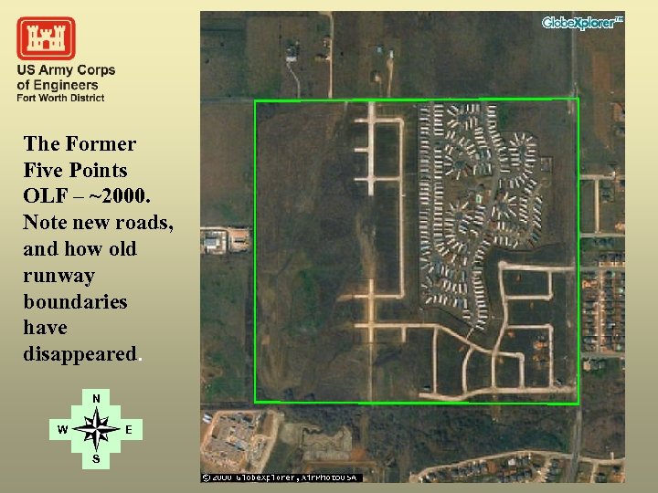 The Former Five Points OLF – ~2000. Note new roads, and how old runway