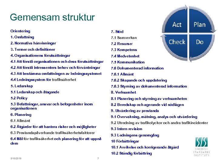 Gemensam struktur Orientering 7. Stöd 1. Omfattning 7. 1 Samverkan 2. Normativa hänvisningar 7.