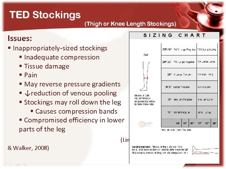 TED Stockings (Thigh or Knee Length Stockings) Issues: § Inappropriately-sized stockings § Inadequate compression